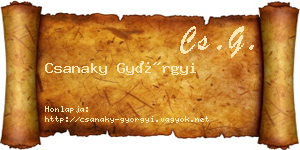 Csanaky Györgyi névjegykártya