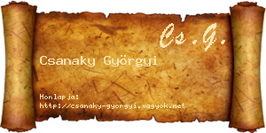 Csanaky Györgyi névjegykártya